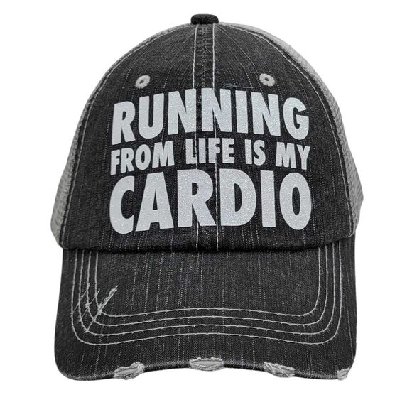 Women's Running From Life is My Cardio Baseball Cap Hat - Picture 1 of 1
